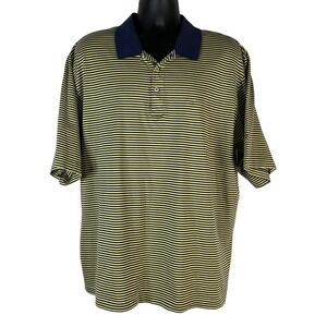 Polo Golf Ralph Lauren Men's‎ Polo Shirt Yellow Navy XXL Stripe Performance Logo